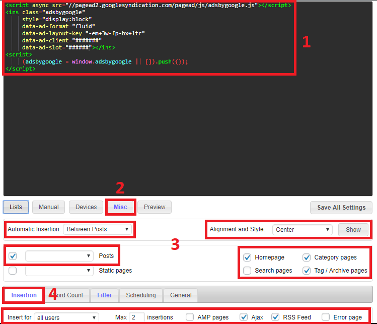 setting in feed ads
